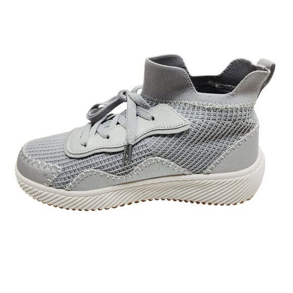 Knitted Womens Gray High-Top Sneakers With Lace-Up Closure Size 7.5 - Picture 9 of 12